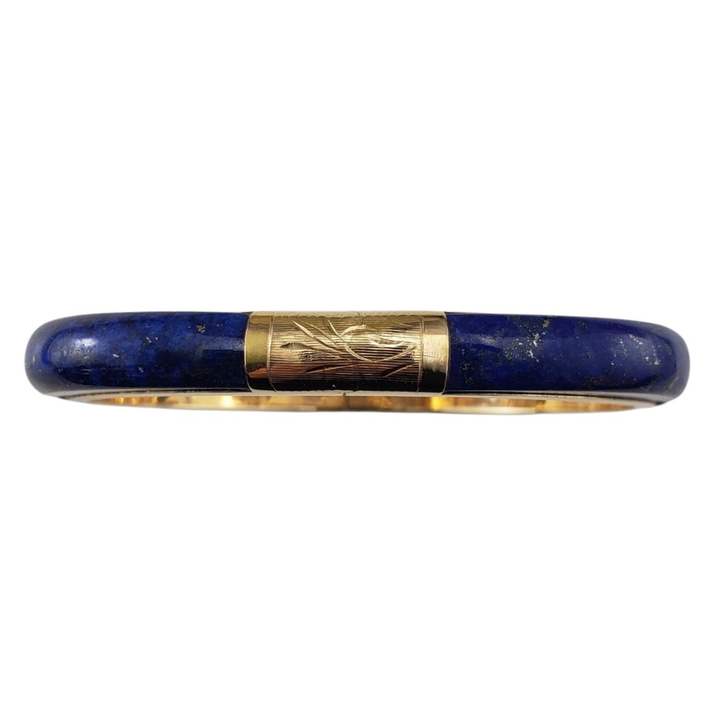 14 Karat Yellow Gold and Lapis Lazuli Bangle Bracelet #21343